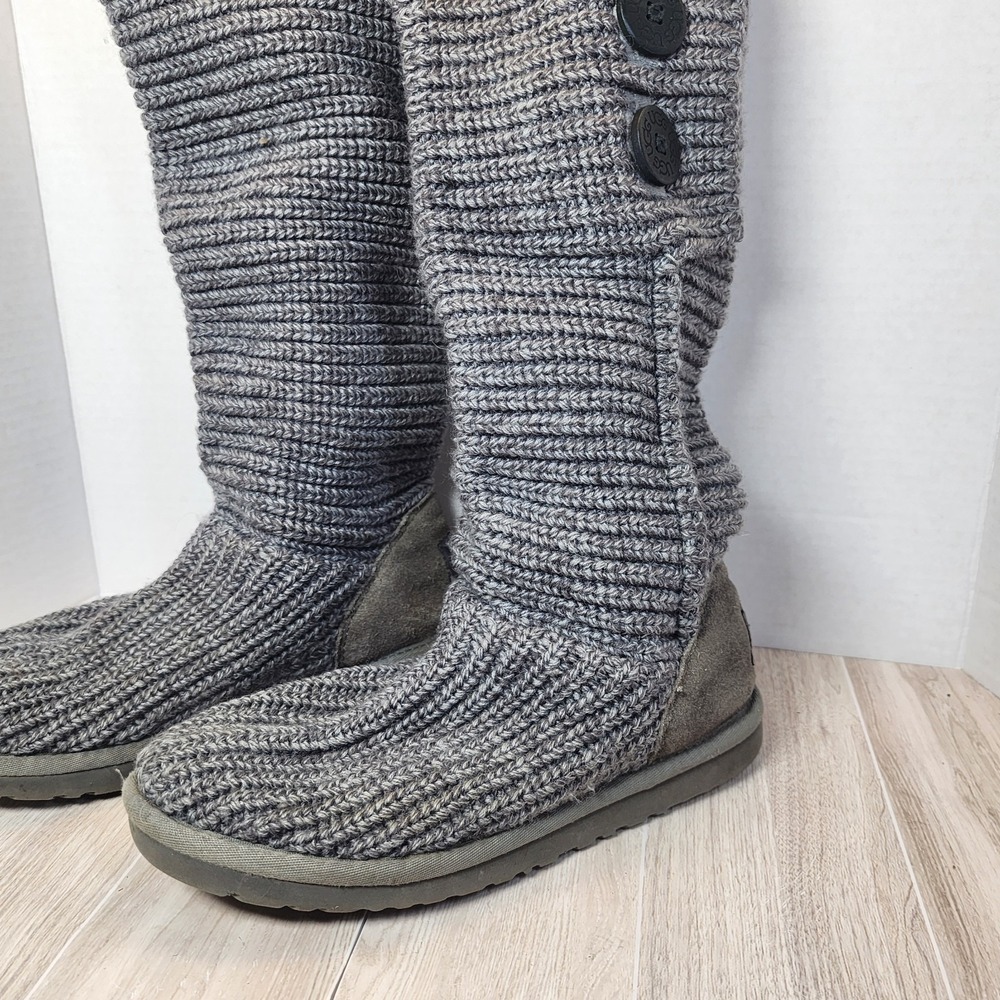 UGG Classic Cardy Gray Button-Up Sheepskin Sweater Boots #5819 size 6 - Picture 3 of 16
